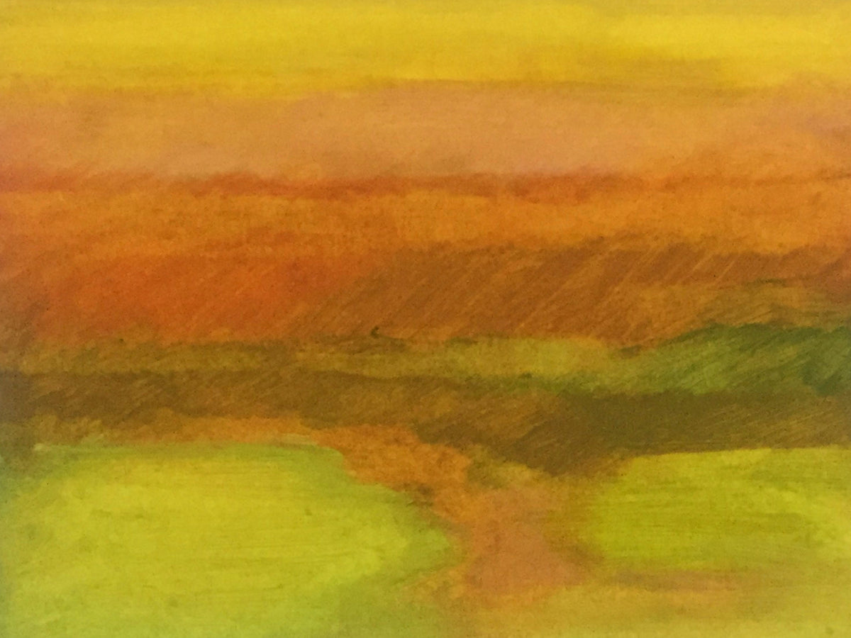Autumn Landscape, Surrey, by Colin Galloway, with soft bands of gold, orange and green.