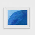 White-framed print of Colin Galloway’s San Juan swimming pool, with curved bands of light and deep blue.